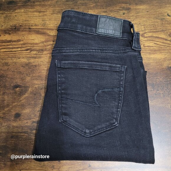 American Eagle Jeans 4 R Jegging Mid Rise Next Level Stretch Black Wash Denim - Picture 3 of 14